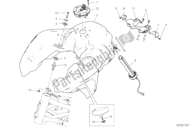All parts for the Fuel Tank of the Ducati Multistrada 1260 S Touring Brasil 2020